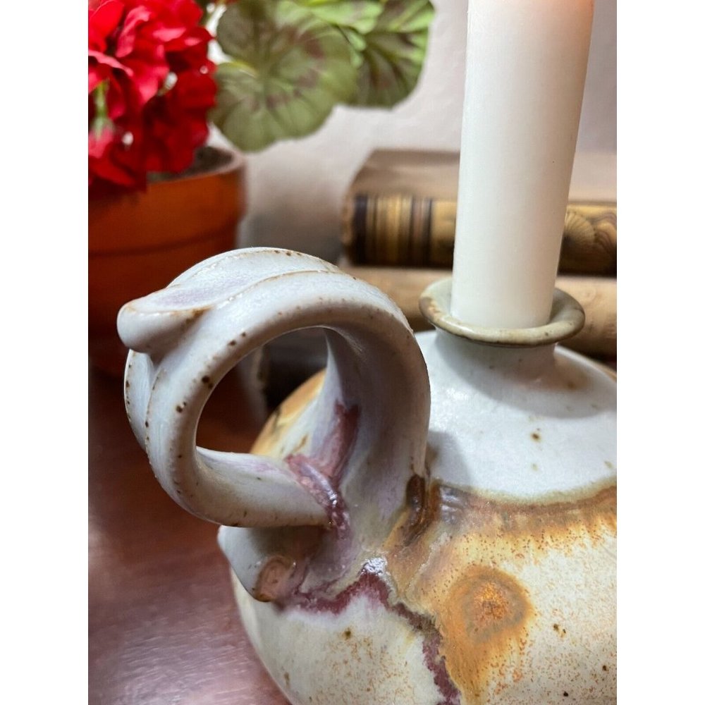 Vintage Chamberlain Pottery Clay OIL LAMP Candle Holder JUG Signed - Picture 6 of 8